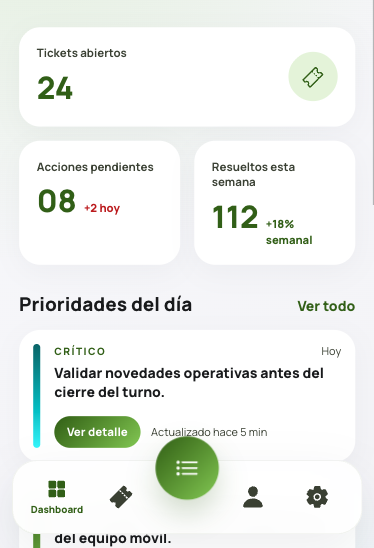 Panel de seguimiento diario en la app Mi Movilidad